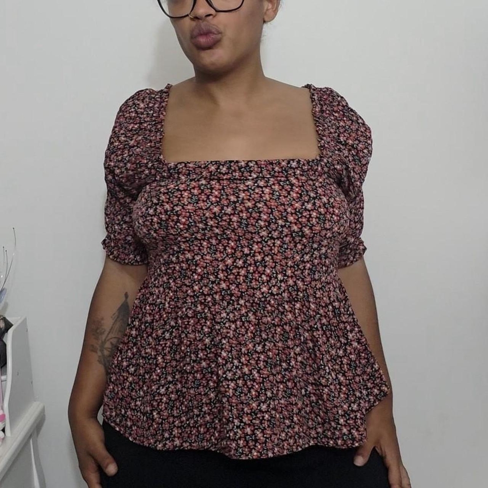 Floral Puff Sleeve Top